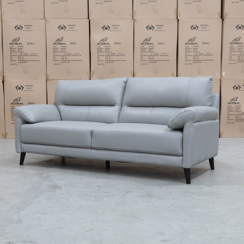 The Sabino Leather Three Seater Sofa - Light Grey available to purchase from Warehouse Furniture Clearance at our next sale event.