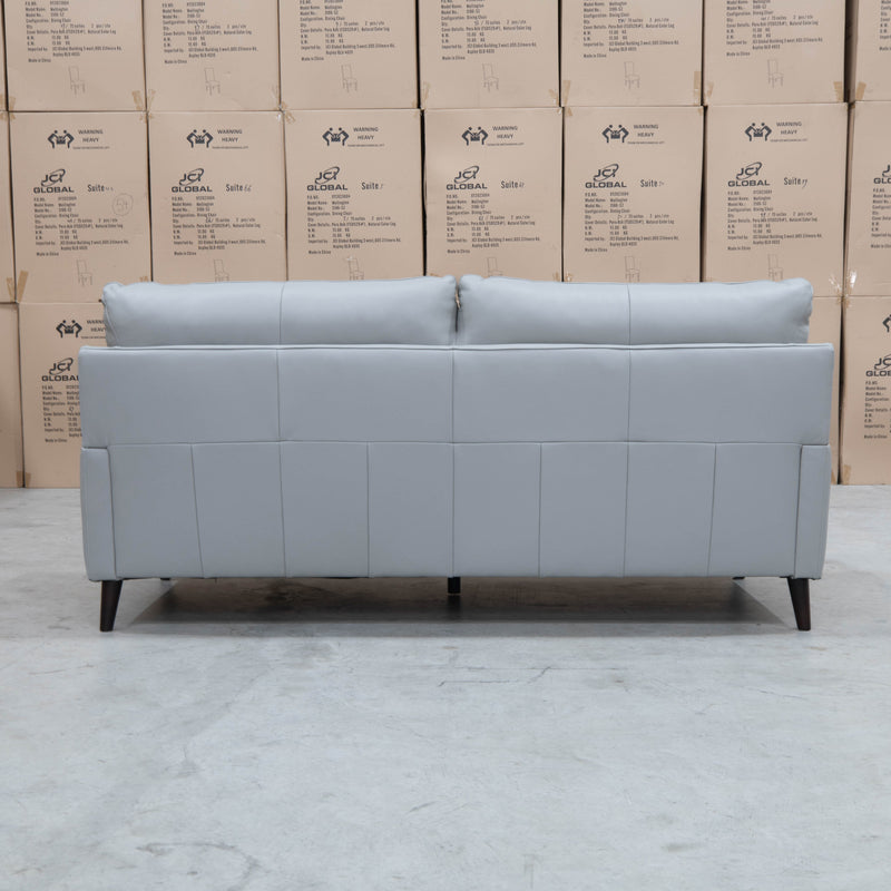 The Sabino Leather Three Seater Sofa - Light Grey available to purchase from Warehouse Furniture Clearance at our next sale event.