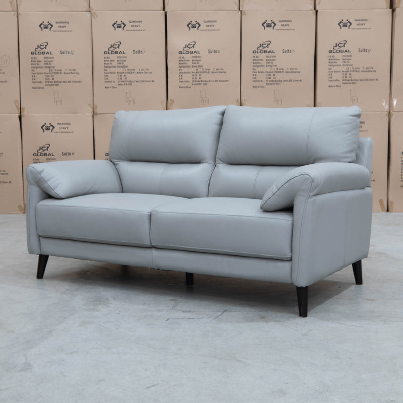 The Sabino Leather Two Seater Sofa - Light Grey available to purchase from Warehouse Furniture Clearance at our next sale event.