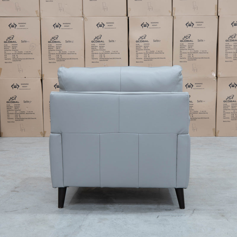 The Sabino Leather Single Armchair - Light Grey available to purchase from Warehouse Furniture Clearance at our next sale event.