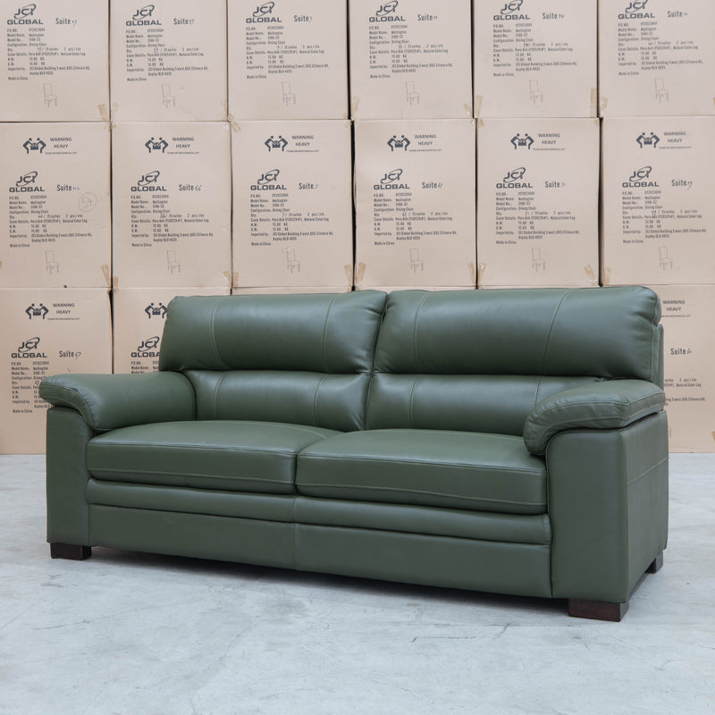 The Denton Three Seater Leather Sofa - Pine available to purchase from Warehouse Furniture Clearance at our next sale event.