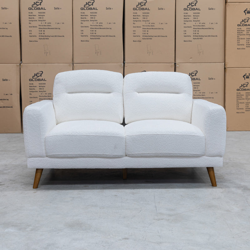 The Harlow Two Seater Sofa - Ivory Boucle Fabric available to purchase from Warehouse Furniture Clearance at our next sale event.