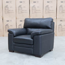 The Denton Single Leather Armchair - Jet Black available to purchase from Warehouse Furniture Clearance at our next sale event.