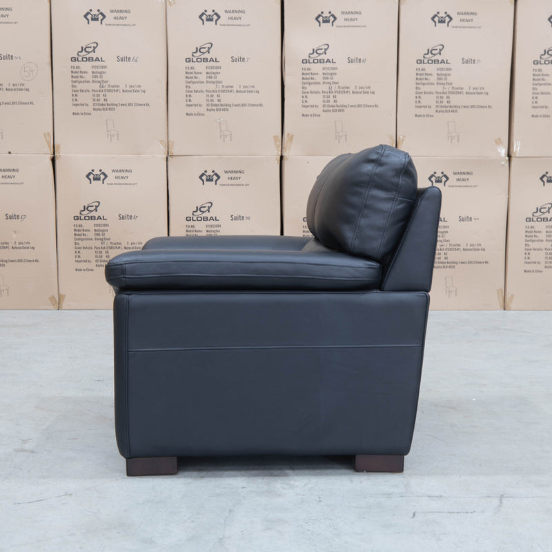 The Denton Single Leather Armchair - Jet Black available to purchase from Warehouse Furniture Clearance at our next sale event.