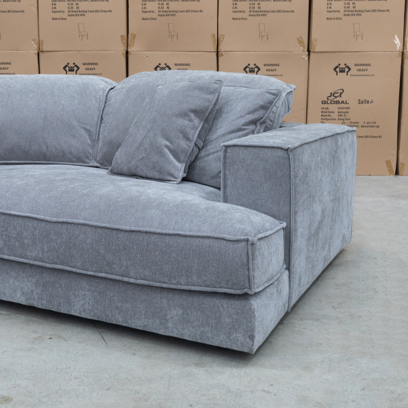 The Tessa Deep Seated Feather & Foam Sofa RHF Angle Chaise - Smoke available to purchase from Warehouse Furniture Clearance at our next sale event.