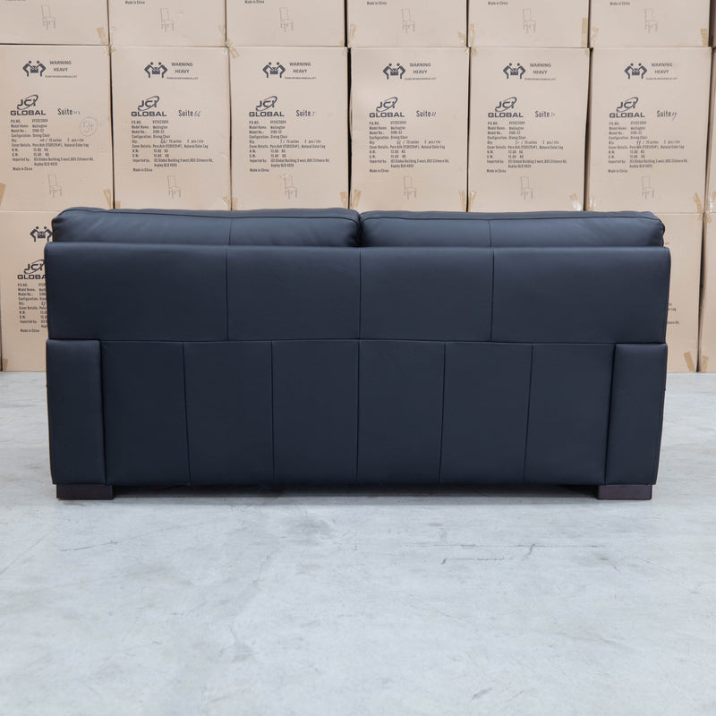 The Denton Three Seater Leather Sofa - Jet Black available to purchase from Warehouse Furniture Clearance at our next sale event.