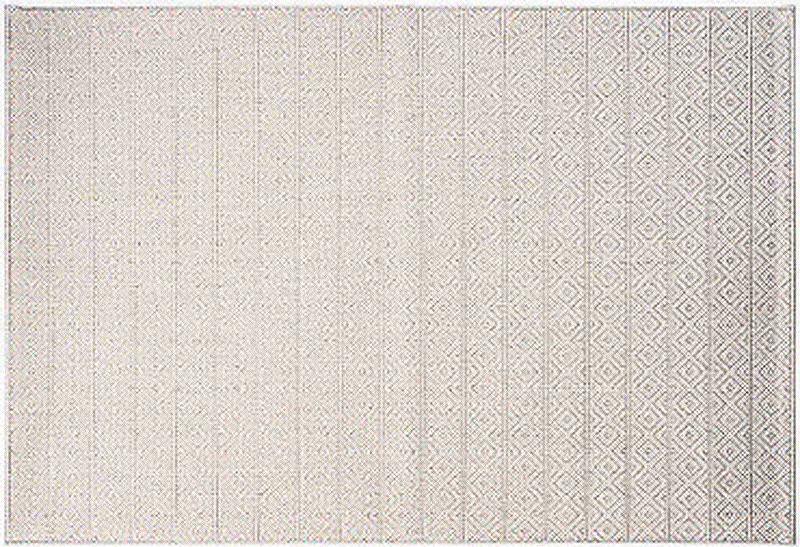 The St Tropez Indoor/Outdoor Polypropylene Gigi Stripe Diamond Rug - Silver/White - MC22-8 - Available In-Store Only available to purchase from Warehouse Furniture Clearance at our next sale event.