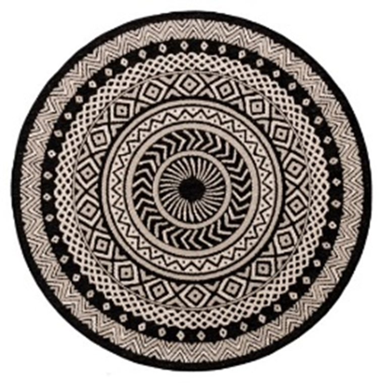 The Nairobi Round Indoor/Outdoor Polypropylene Rug 160cm - Cream/Black - MC27 - Available In-Store Only available to purchase from Warehouse Furniture Clearance at our next sale event.