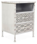 The Filigree 2 Drawer Metal Bedside Table - Antique White - MQ70 - Available In-Store Only available to purchase from Warehouse Furniture Clearance at our next sale event.