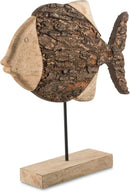 The Mango Wood Round Fish Statue - Natural/Brown - FM45 - Available In-Store Only available to purchase from Warehouse Furniture Clearance at our next sale event.