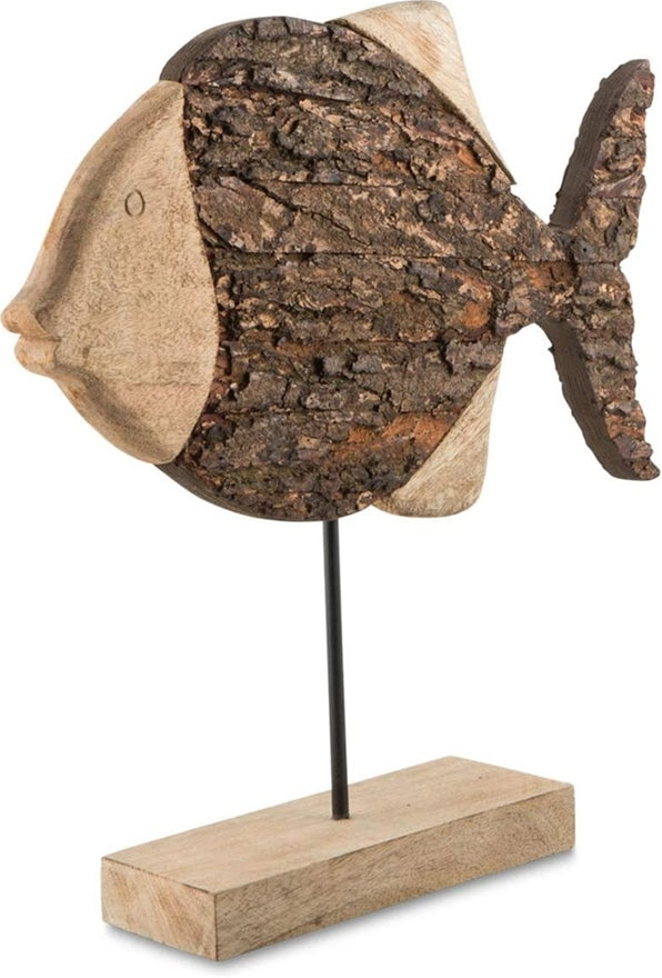 The Mango Wood Round Fish Statue - Natural/Brown - FM45 - Available In-Store Only available to purchase from Warehouse Furniture Clearance at our next sale event.