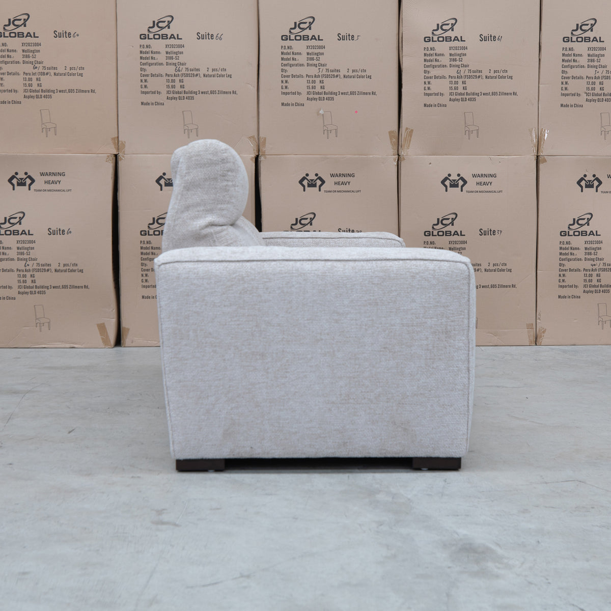 The Marina Bay Feather & Foam Dual Motor Electric Three Seat Lounge - Oatmeal available to purchase from Warehouse Furniture Clearance at our next sale event.