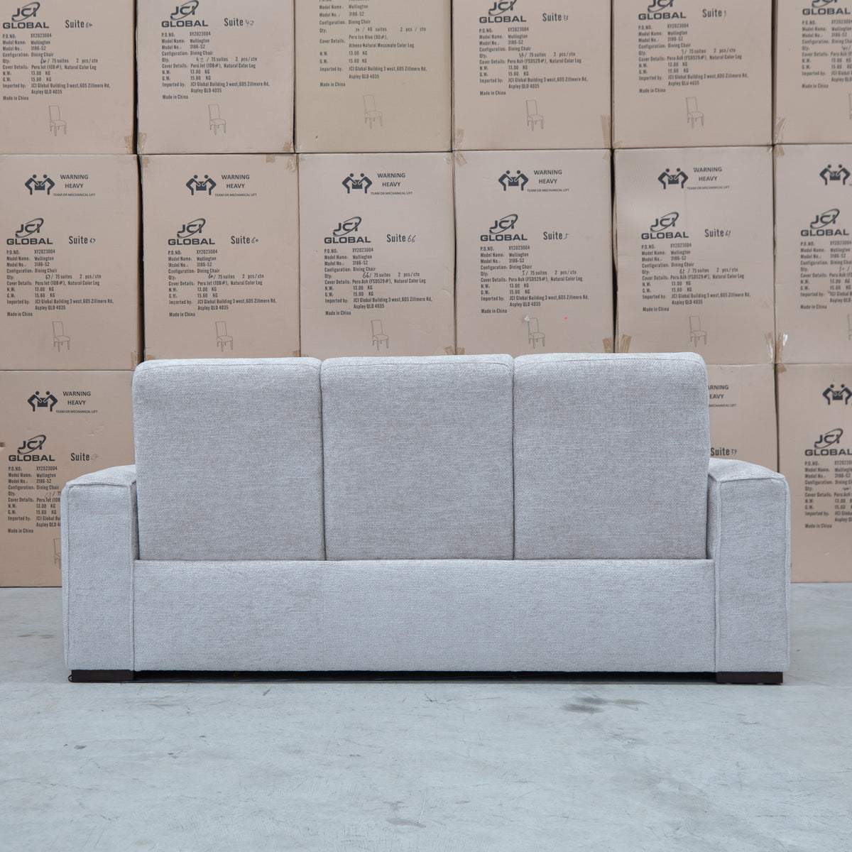 The Marina Bay Feather & Foam Dual Motor Electric Three Seat Lounge - Oatmeal available to purchase from Warehouse Furniture Clearance at our next sale event.