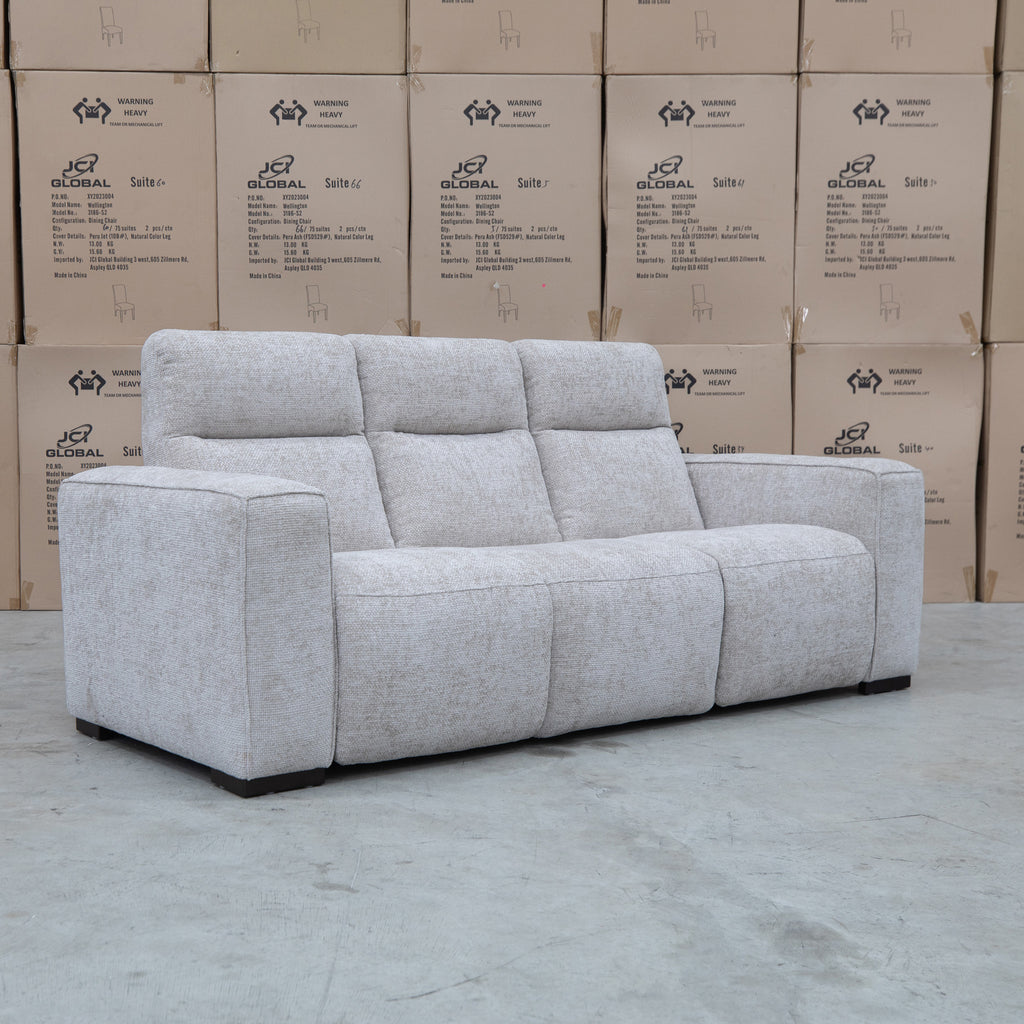 The Marina Bay Feather & Foam Dual Motor Electric Three Seat Lounge - Oatmeal available to purchase from Warehouse Furniture Clearance at our next sale event.