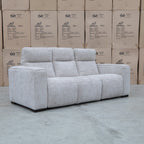 The Marina Bay Feather & Foam Dual Motor Electric Three Seat Lounge - Oatmeal available to purchase from Warehouse Furniture Clearance at our next sale event.