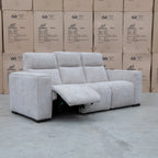 The Marina Bay Feather & Foam Dual Motor Electric Three Seat Lounge - Oatmeal available to purchase from Warehouse Furniture Clearance at our next sale event.