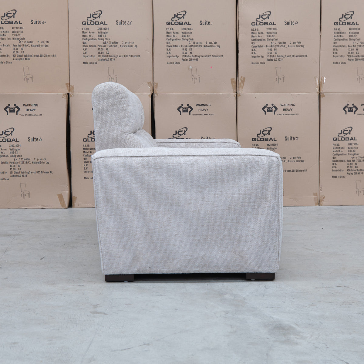 The Marina Bay Feather & Foam Dual Motor Electric Three Seat Lounge - Oatmeal available to purchase from Warehouse Furniture Clearance at our next sale event.