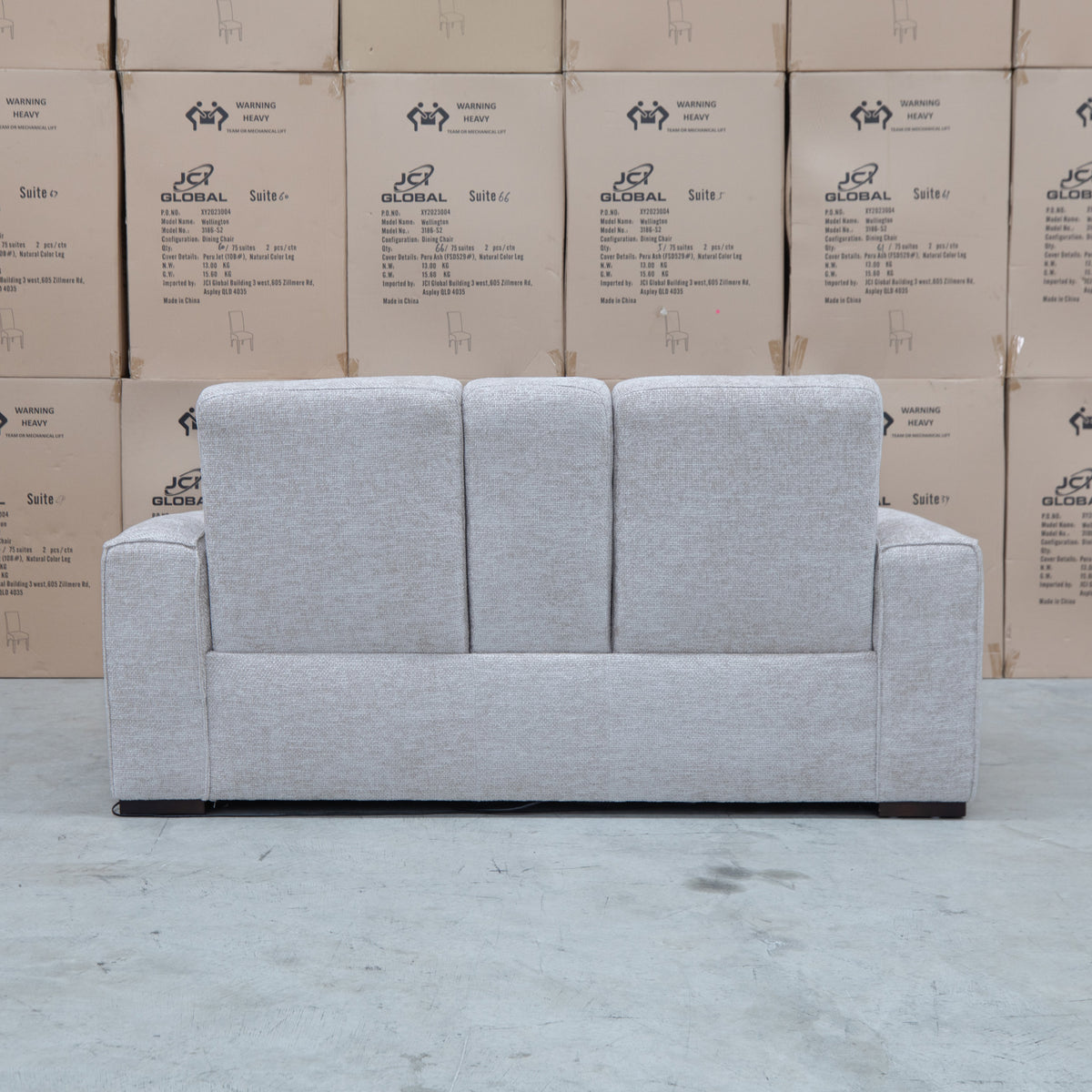 The Marina Bay Feather & Foam Dual Motor Electric Two Seater Theatre Lounge - Oatmeal - PRE ORDER Available After 12th November available to purchase from Warehouse Furniture Clearance at our next sale event.