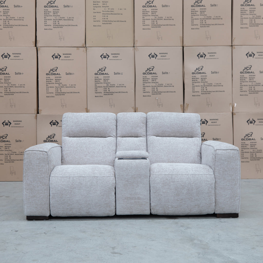The Marina Bay Feather & Foam Dual Motor Electric Two Seater Theatre Lounge - Oatmeal - PRE ORDER Available After 12th November available to purchase from Warehouse Furniture Clearance at our next sale event.
