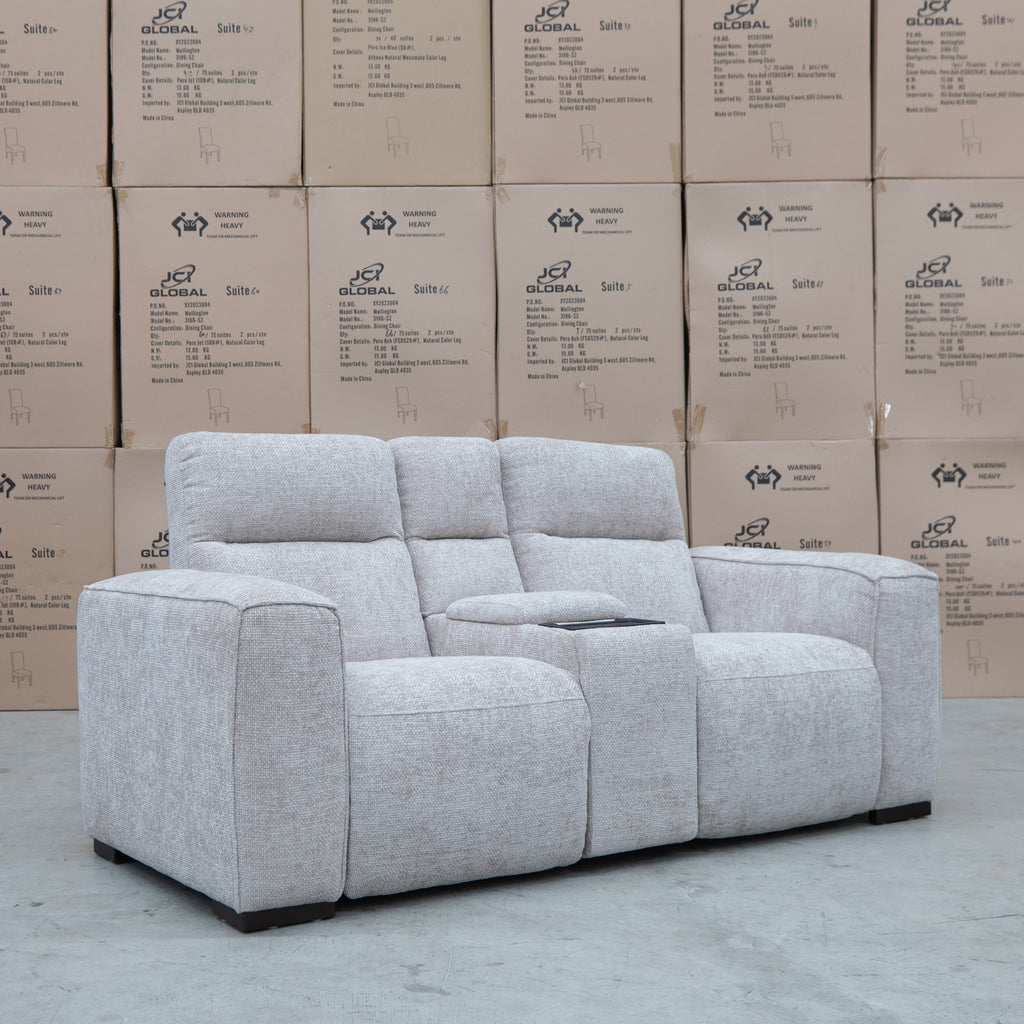 The Marina Bay Feather & Foam Dual Motor Electric Two Seater Theatre Lounge - Oatmeal - PRE ORDER Available After 12th November available to purchase from Warehouse Furniture Clearance at our next sale event.