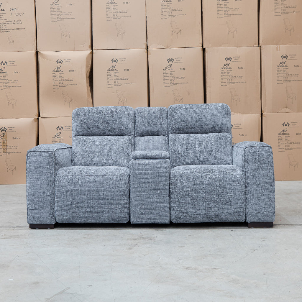 The Marina Bay Feather & Foam Dual Motor Electric Two Seater Theatre Lounge - Signature Grey - PRE ORDER Available After 12th November available to purchase from Warehouse Furniture Clearance at our next sale event.