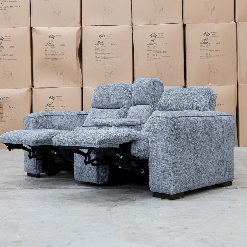 The Marina Bay Feather & Foam Dual Motor Electric Two Seater Theatre Lounge - Signature Grey