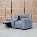 The Marina Bay Feather & Foam Dual Motor Electric Two Seater Theatre Lounge - Signature Grey available to purchase from Warehouse Furniture Clearance at our next sale event.