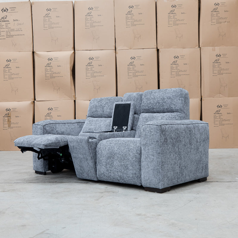The Marina Bay Feather & Foam Dual Motor Electric Two Seater Theatre Lounge - Signature Grey