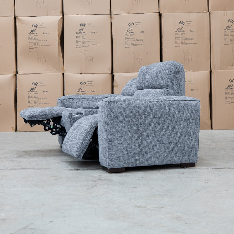 The Marina Bay Feather & Foam Dual Motor Electric Two Seater Theatre Lounge - Signature Grey