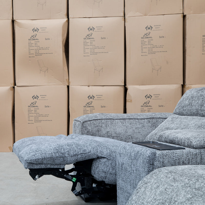 The Marina Bay Feather & Foam Dual Motor Electric Two Seater Theatre Lounge - Signature Grey