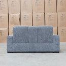 The Marina Bay Feather & Foam Dual Motor Electric Two Seater Theatre Lounge - Signature Grey available to purchase from Warehouse Furniture Clearance at our next sale event.