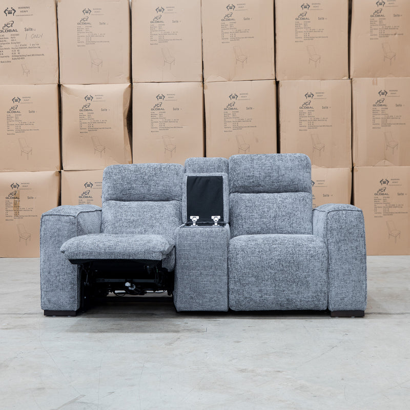 The Marina Bay Feather & Foam Dual Motor Electric Two Seater Theatre Lounge - Signature Grey