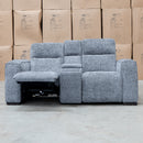 The Marina Bay Feather & Foam Dual Motor Electric Two Seater Theatre Lounge - Signature Grey available to purchase from Warehouse Furniture Clearance at our next sale event.