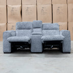 The Marina Bay Feather & Foam Dual Motor Electric Two Seater Theatre Lounge - Signature Grey - PRE ORDER Available After 12th November available to purchase from Warehouse Furniture Clearance at our next sale event.