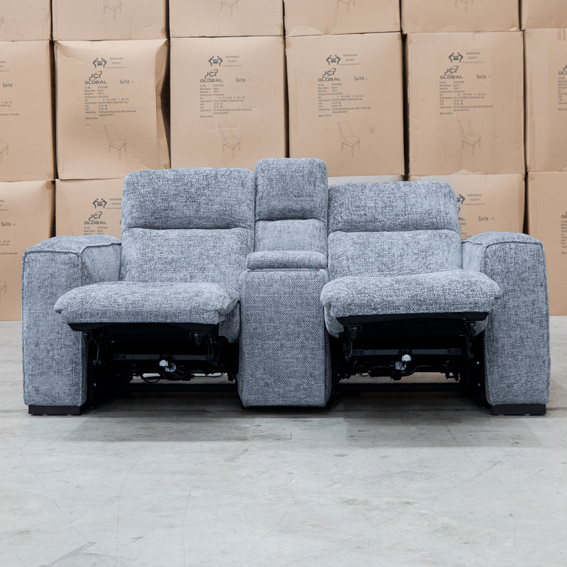 The Marina Bay Feather & Foam Dual Motor Electric Two Seater Theatre Lounge - Signature Grey