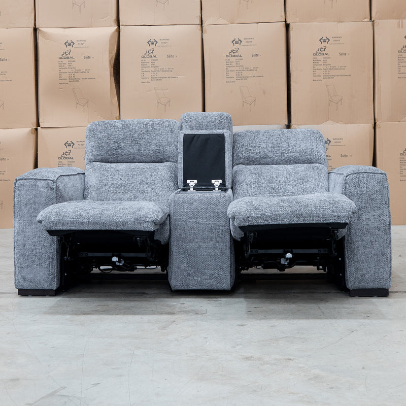 The Marina Bay Feather & Foam Dual Motor Electric Two Seater Theatre Lounge - Signature Grey