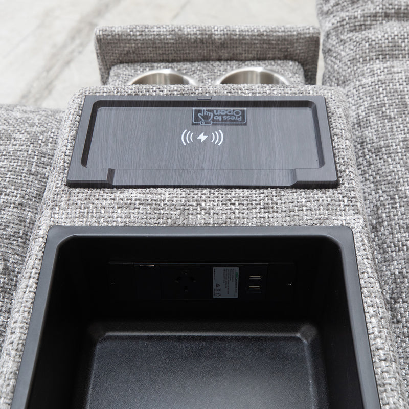 The Marina Bay Feather & Foam Dual Motor Electric Two Seater Theatre Lounge - Signature Grey