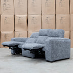 The Marina Bay Feather & Foam Dual Motor Electric Three Seater Lounge - Signature Grey - PRE ORDER Availbale After 12th November available to purchase from Warehouse Furniture Clearance at our next sale event.