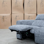 The Marina Bay Feather & Foam Dual Motor Electric Three Seater Lounge - Signature Grey - PRE ORDER Availbale After 12th November available to purchase from Warehouse Furniture Clearance at our next sale event.