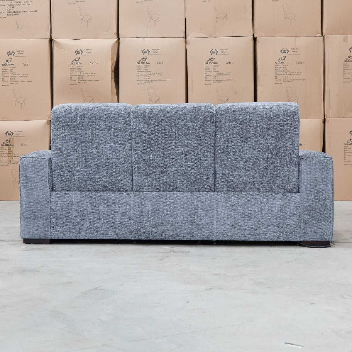 The Marina Bay Feather & Foam Dual Motor Electric Three Seater Lounge - Signature Grey - PRE ORDER Availbale After 12th November available to purchase from Warehouse Furniture Clearance at our next sale event.