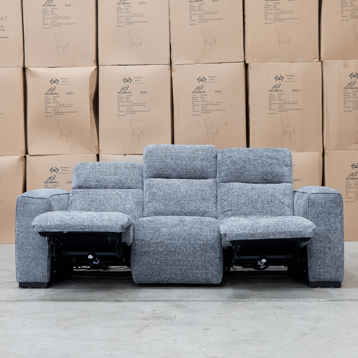 The Marina Bay Feather & Foam Dual Motor Electric Three Seater Lounge - Signature Grey - PRE ORDER Availbale After 12th November available to purchase from Warehouse Furniture Clearance at our next sale event.
