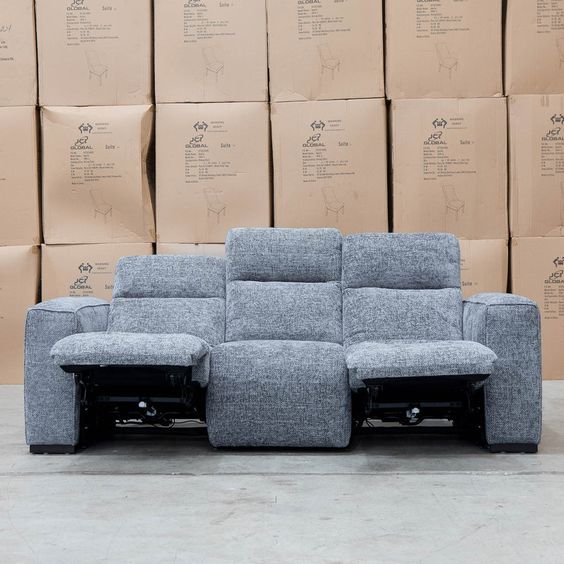 The Marina Bay Feather & Foam Dual Motor Electric Three Seater Lounge - Signature Grey available to purchase from Warehouse Furniture Clearance at our next sale event.