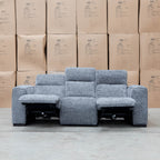 The Marina Bay Feather & Foam Dual Motor Electric Three Seater Lounge - Signature Grey - PRE ORDER Availbale After 12th November available to purchase from Warehouse Furniture Clearance at our next sale event.
