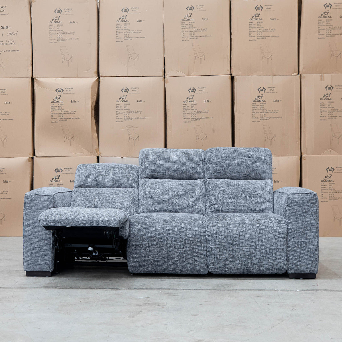 The Marina Bay Feather & Foam Dual Motor Electric Three Seater Lounge - Signature Grey - PRE ORDER Availbale After 12th November available to purchase from Warehouse Furniture Clearance at our next sale event.