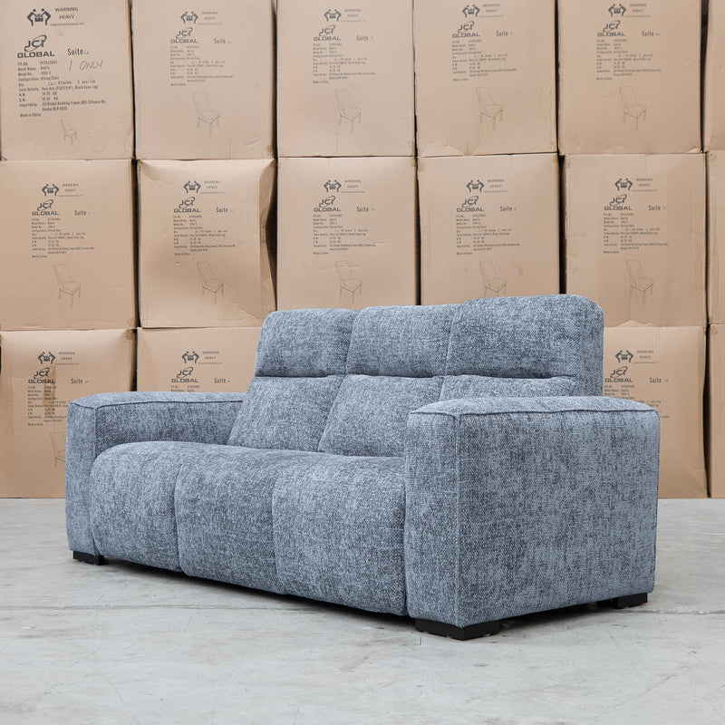 The Marina Bay Feather & Foam Dual Motor Electric Three Seater Lounge - Signature Grey available to purchase from Warehouse Furniture Clearance at our next sale event.