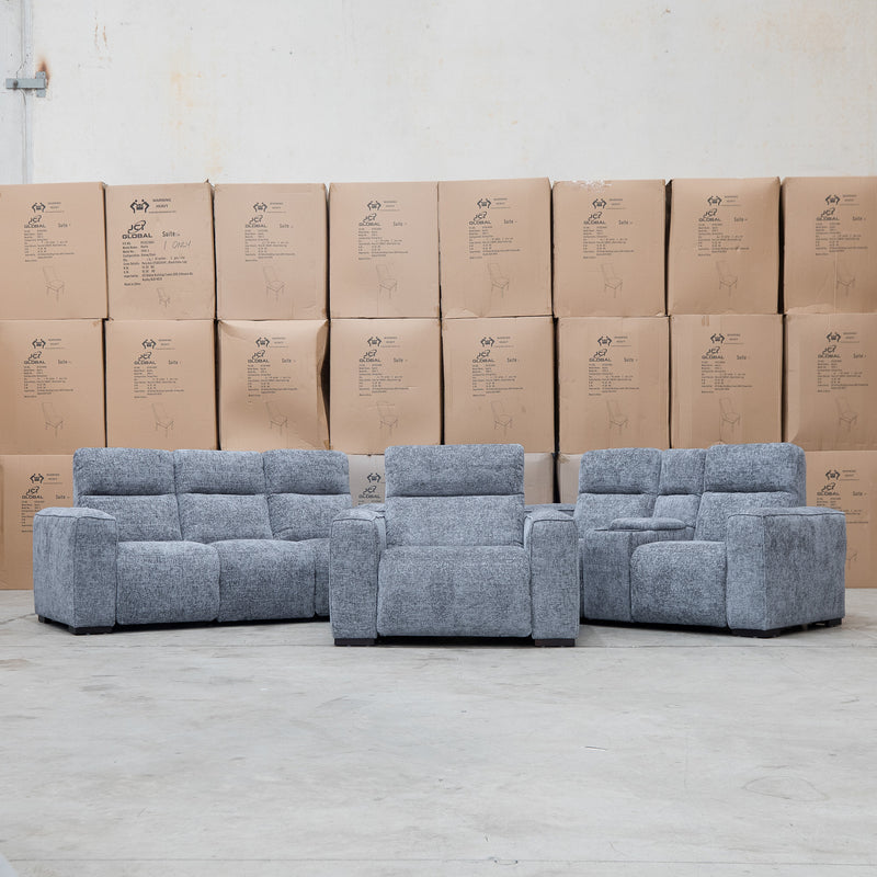 The Marina Bay Feather & Foam Dual Motor Electric Two Seater Theatre Lounge - Signature Grey