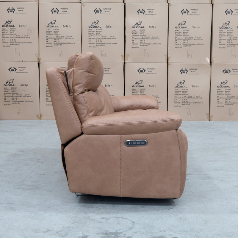 The Marsellie Triple Motor Electric Recliner - Tan available to purchase from Warehouse Furniture Clearance at our next sale event.