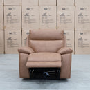 The Marsellie Triple Motor Electric Recliner - Tan available to purchase from Warehouse Furniture Clearance at our next sale event.