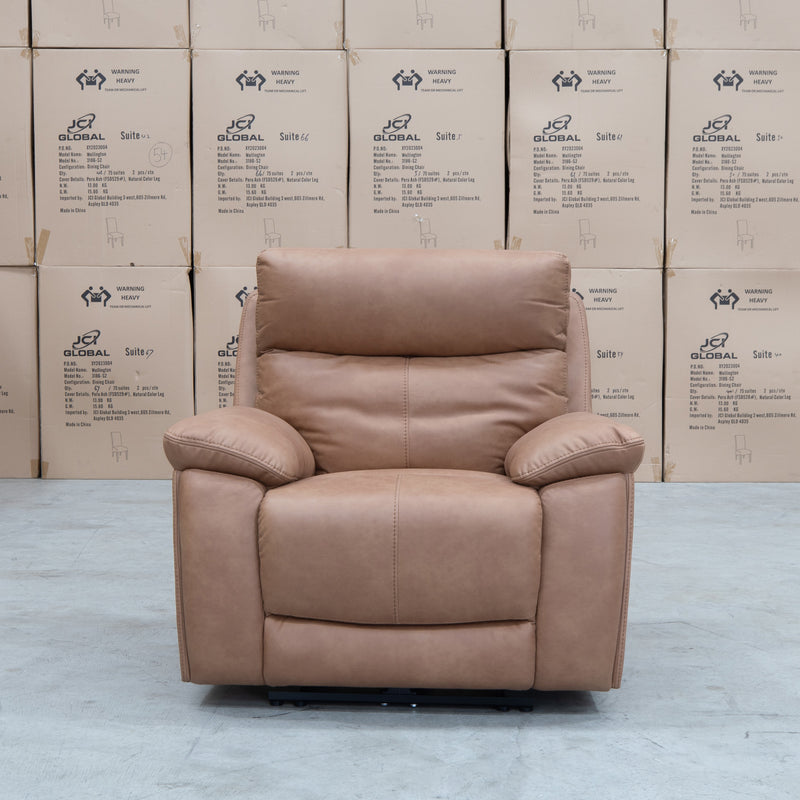 The Marsellie Triple Motor Electric Recliner - Tan available to purchase from Warehouse Furniture Clearance at our next sale event.