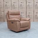 The Marsellie Triple Motor Electric Recliner - Tan available to purchase from Warehouse Furniture Clearance at our next sale event.